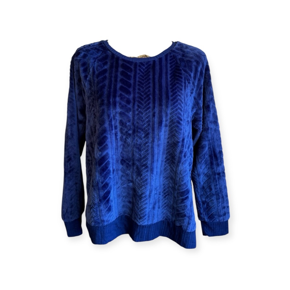 Cuddl Duds soft cozy layer sweater top blue medium